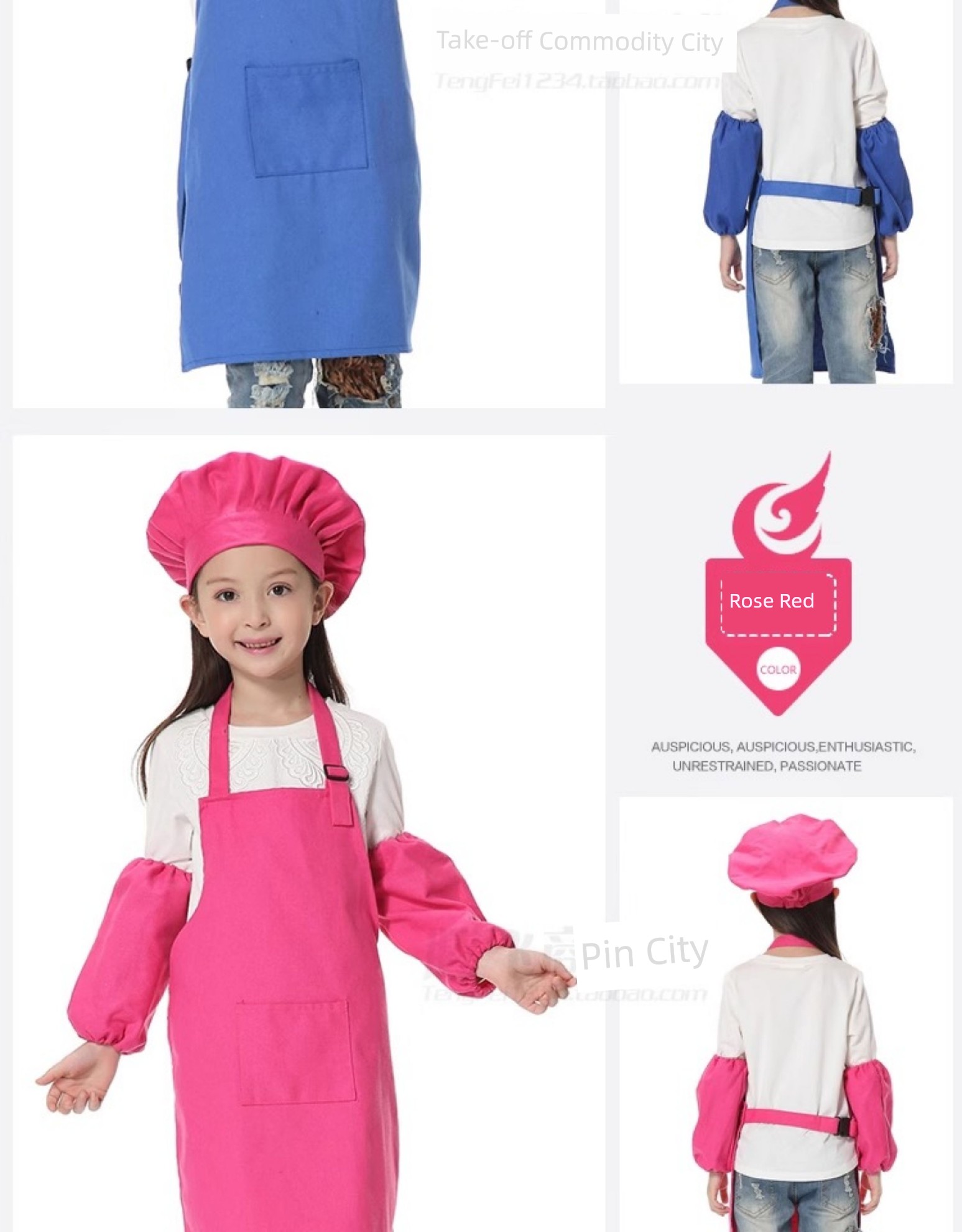 Kids Cotton Canvas Apron Sleeves Creative Apron Painting Apron Kids Chef Suit Chef Cap Printed Logo — 14