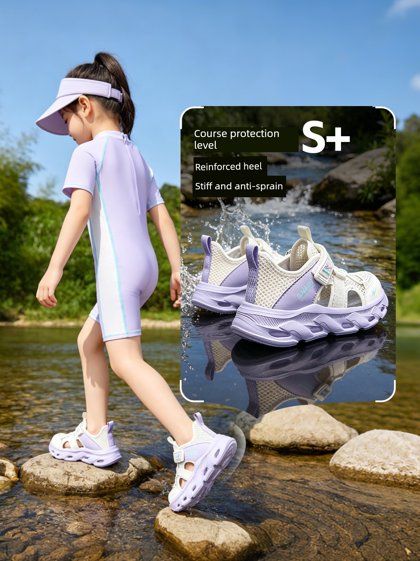 Double Star Children's Sandals for Girls, Summer 2026 New Model, Water-Resistant, Lightweight, Soft-Soled, Breathable, Closed-Toe Sports Shoes — 4
