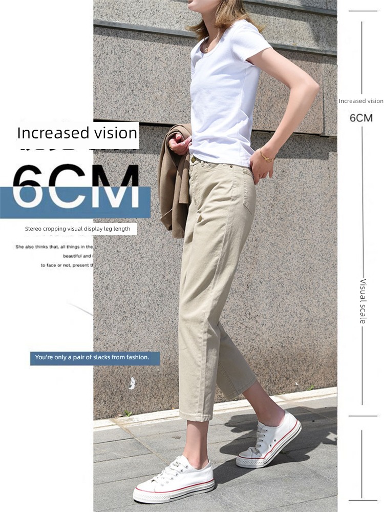 Beige summer Thin money leisure time work clothes Nine points Jeans
