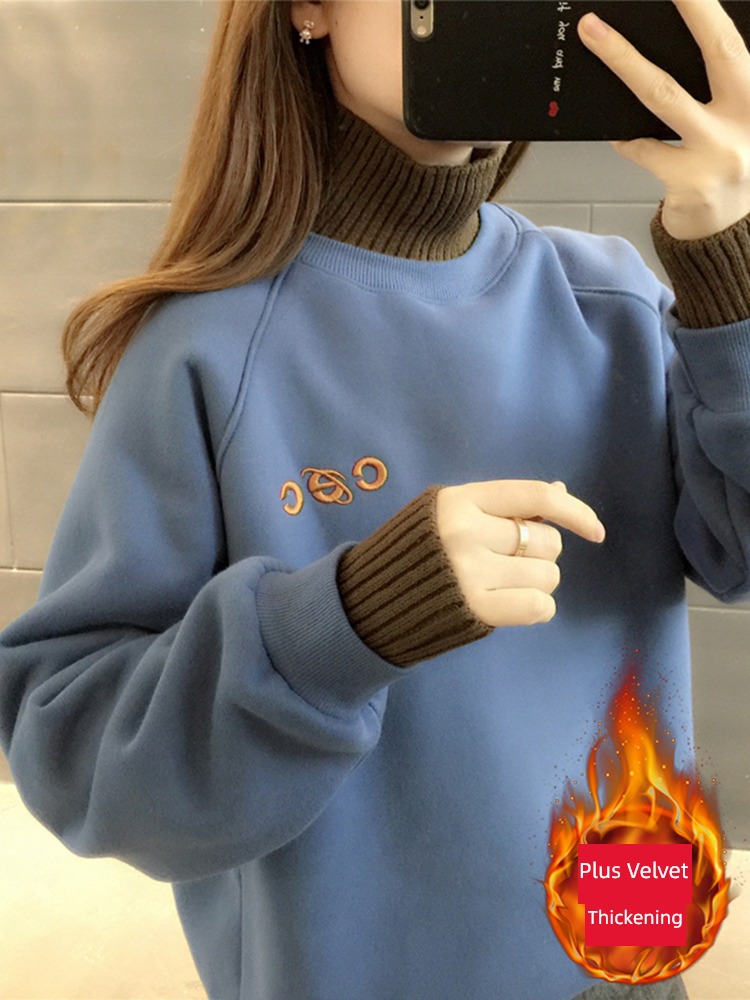 Half high collar Autumn and winter little chap Foreign style thickening Sweater