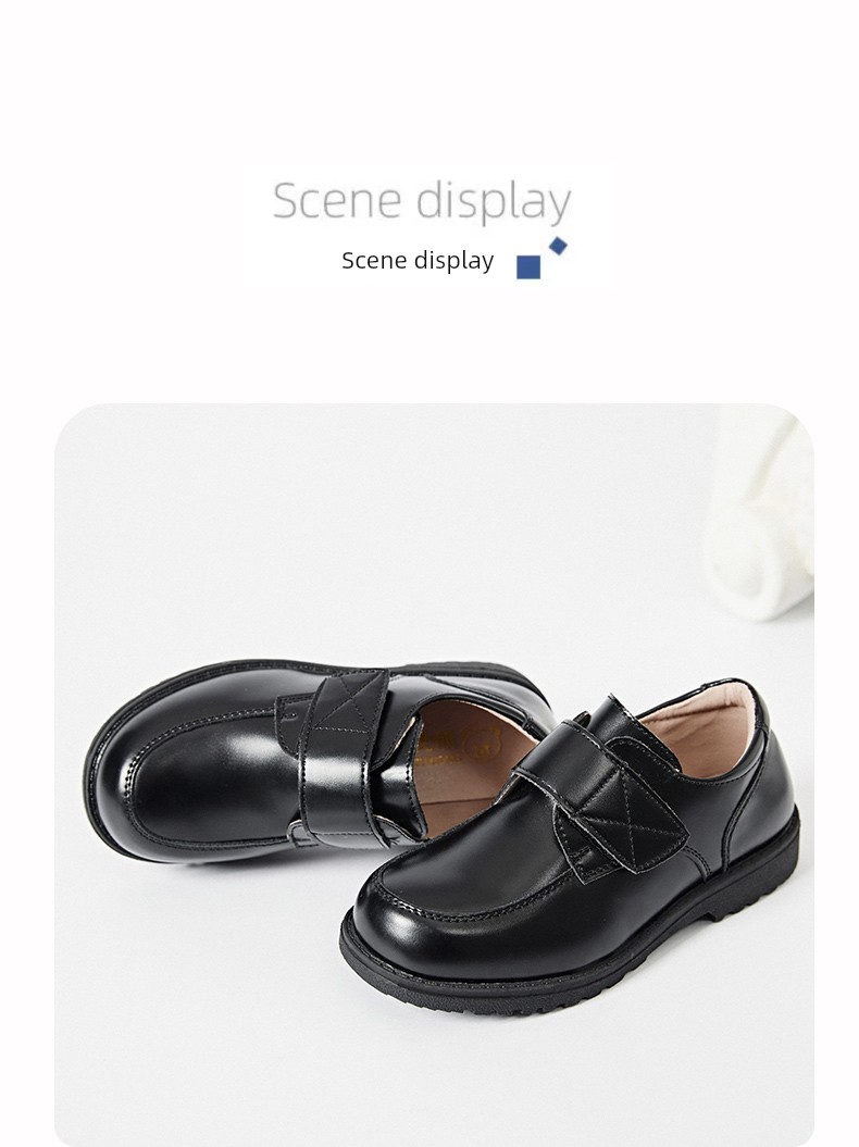 Boys' Leather Shoes 2026 Spring and Autumn New Style Black British Performance Shoes Single Shoes Soft Sole Children's Student Performance Shoes — 11