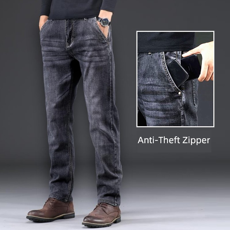easy Straight cylinder winter middle age Big size Plush Jeans