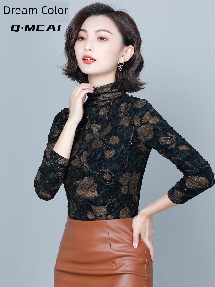Autumn and winter thickening ma'am fashion Long sleeve T-shirt Undershirt