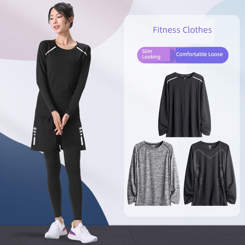 female easy Fat mm Quick drying Long sleeve winter Fitness clothes