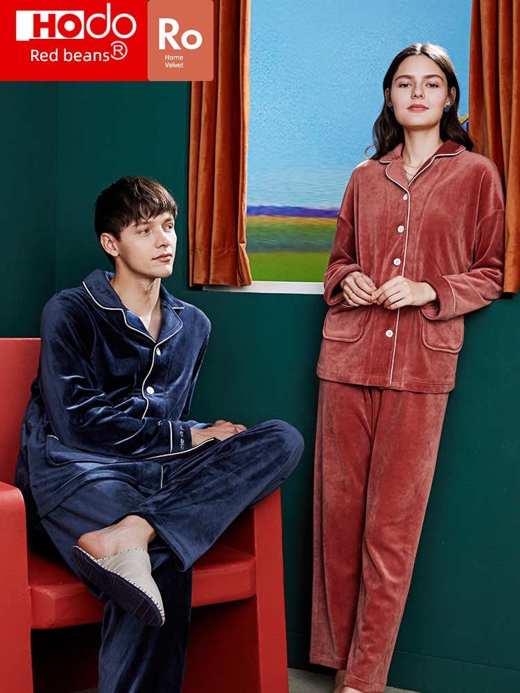 lovers pajamas Island velvet man female leisure time Red bean