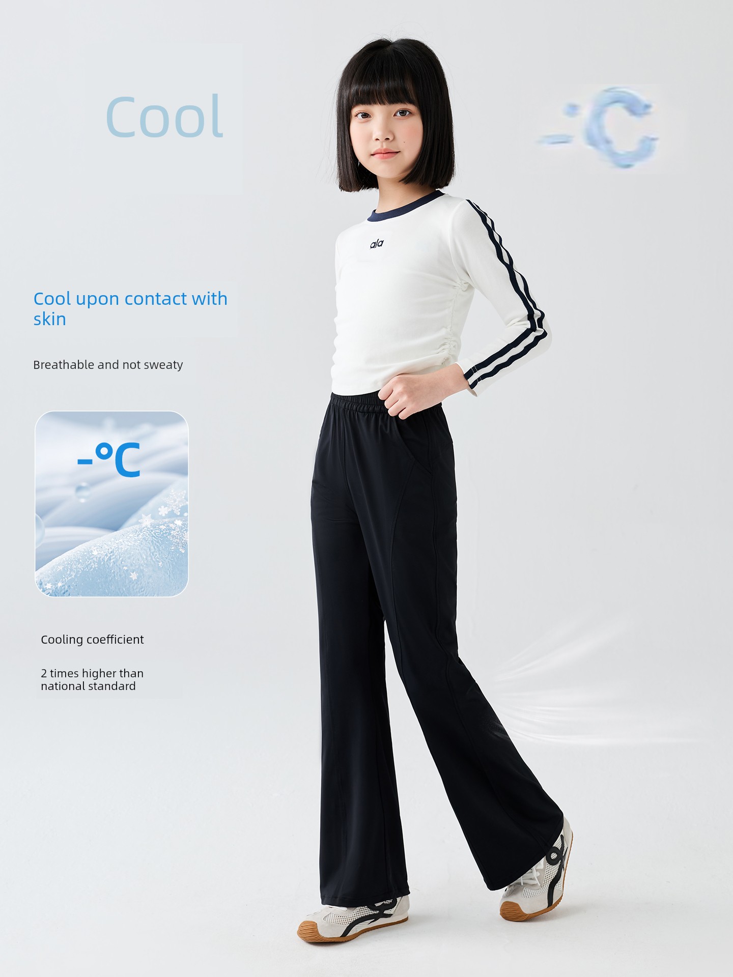 Catman Children's Cooling Sun-Protection Pants, Flared Pants for Older Girls, Lightweight Breathable Summer Long Pants, Slightly Flared Trousers — 4