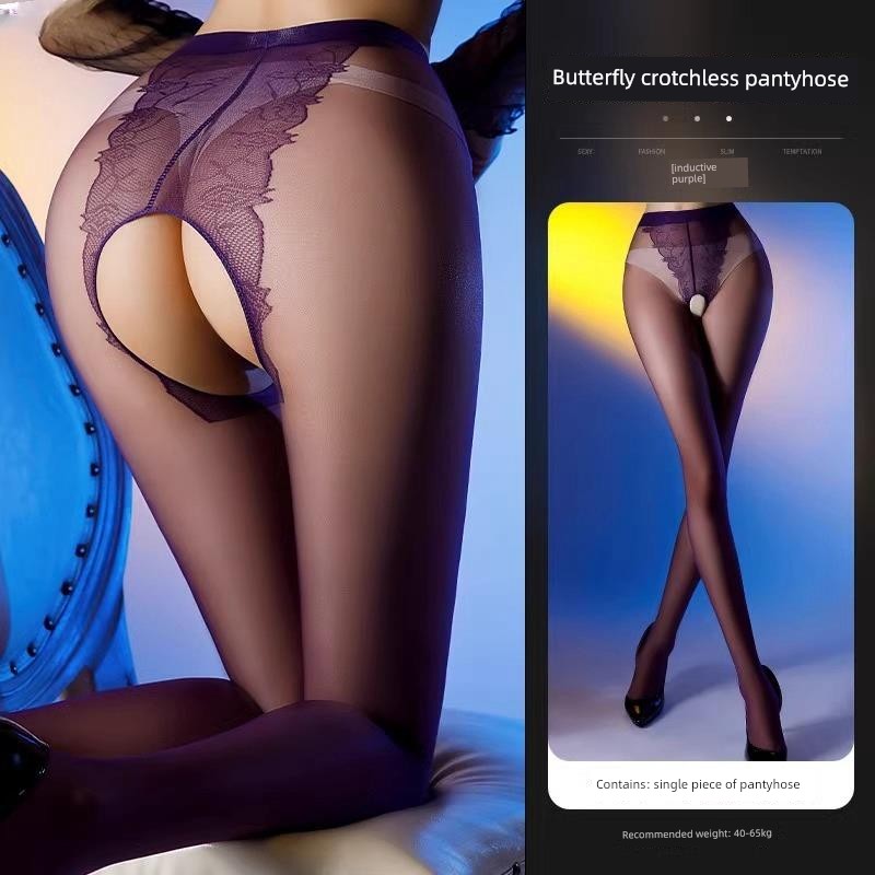 Black Silk Sexy Restraint-Style 2026 New Thin Anti-Snag Open-Crotch Erotic Maternity Stockings for Women That Don'T Slip down — 2