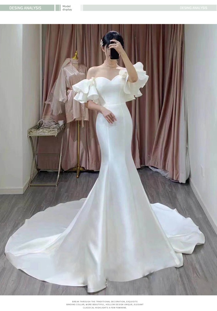 Simplicity Self-cultivation grace Close your waist fish tail Straight shoulder Satin