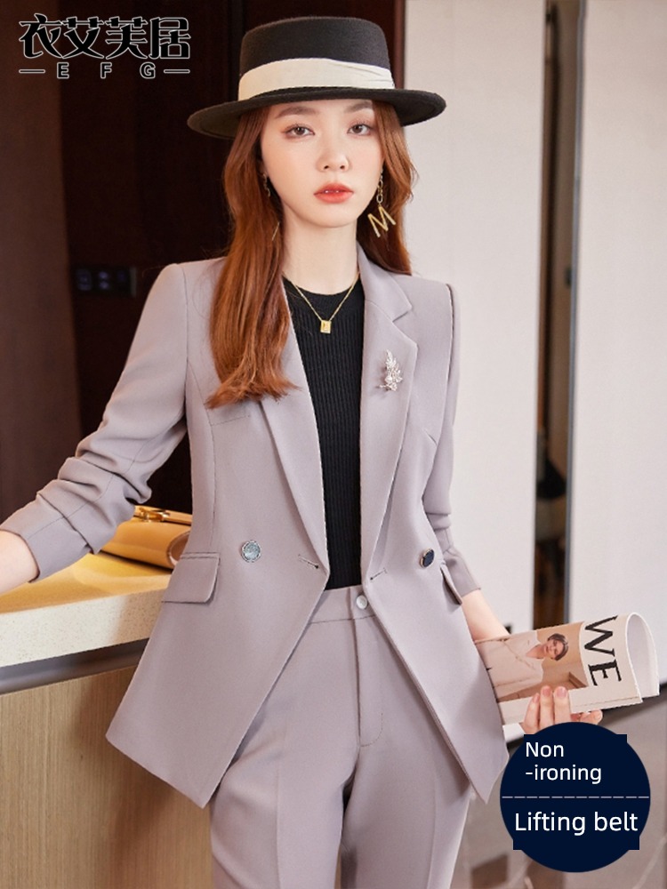 black suit loose coat ma'am Autumn and winter 2022 new pattern interview formal wear jacket temperament Occupation suit coverall