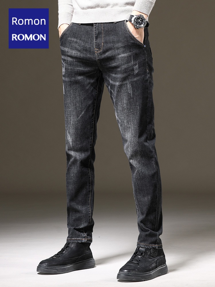 Romon Straight cylinder Self-cultivation autumn Korean version trend Jeans
