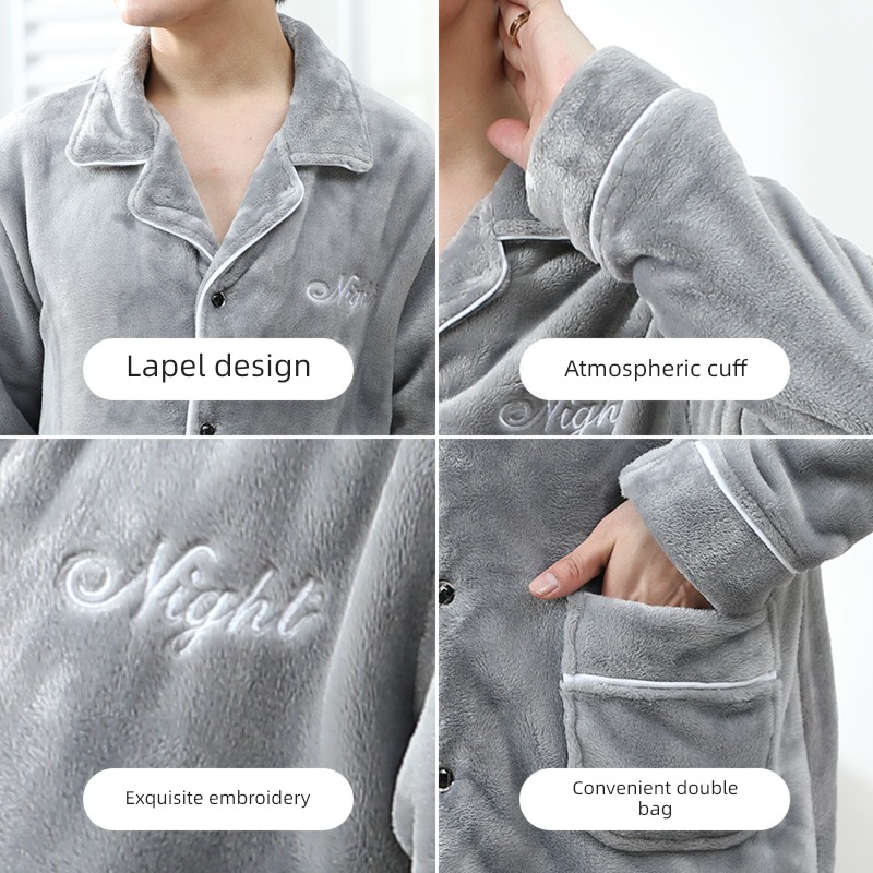 NGGGN man Autumn and winter thickening Flannel pajamas
