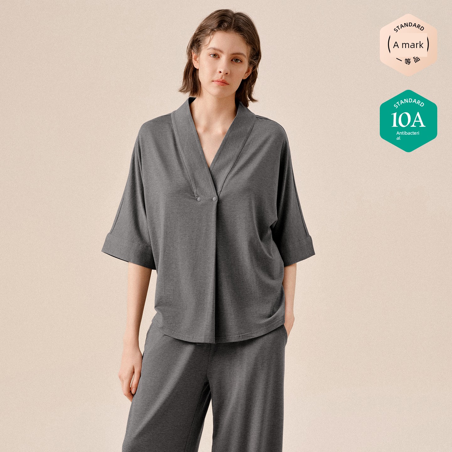 Sohiwoo Postpartum Clothing for Pregnant and Postpartum Women, Autumn Nursing Pajamas, Outerwear, Bamboo Cotton Sweat-Absorbent Home Wear Set — 4