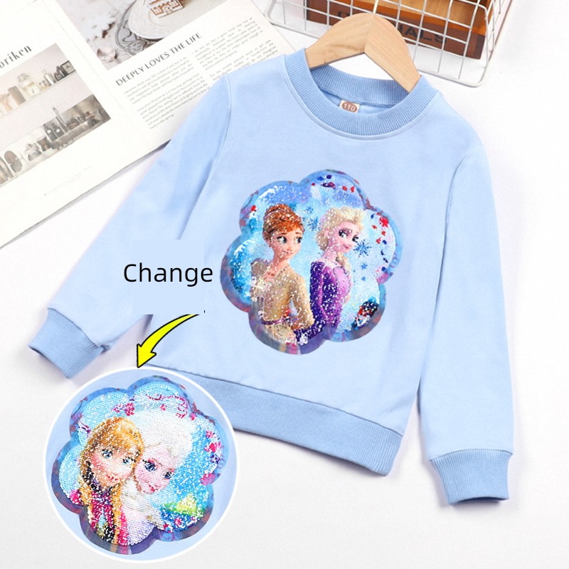 pattern Reversible Sequins Short sleeve princess jacket T-shirt