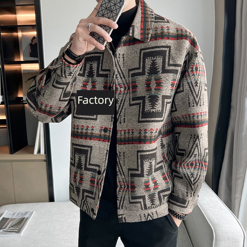 Self-cultivation have cash less than that is registered in the accounts autumn Ruffian handsome lattice Wool loose coat