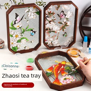 DIY Cloisonné Enamel Painting Souvenir, Cloisonné Team Building Handmade Tea Tray Painting Ornament Gift for Team Buil