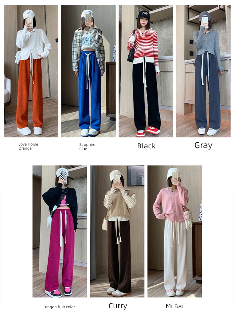 white knitting Spring, autumn and winter easy High waist leisure time trousers