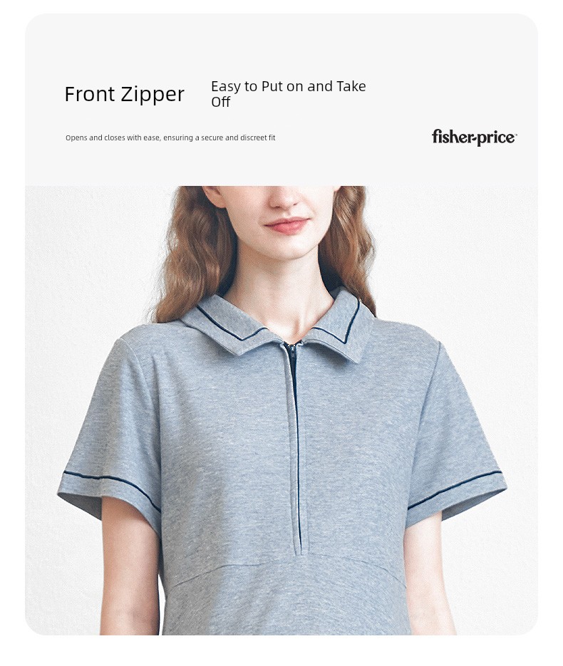 American Fisher Pregnant Women Dress Summer Plus Size Loose Polo Collar Tops Small Short Sleeve New Arrival Maternity — 26