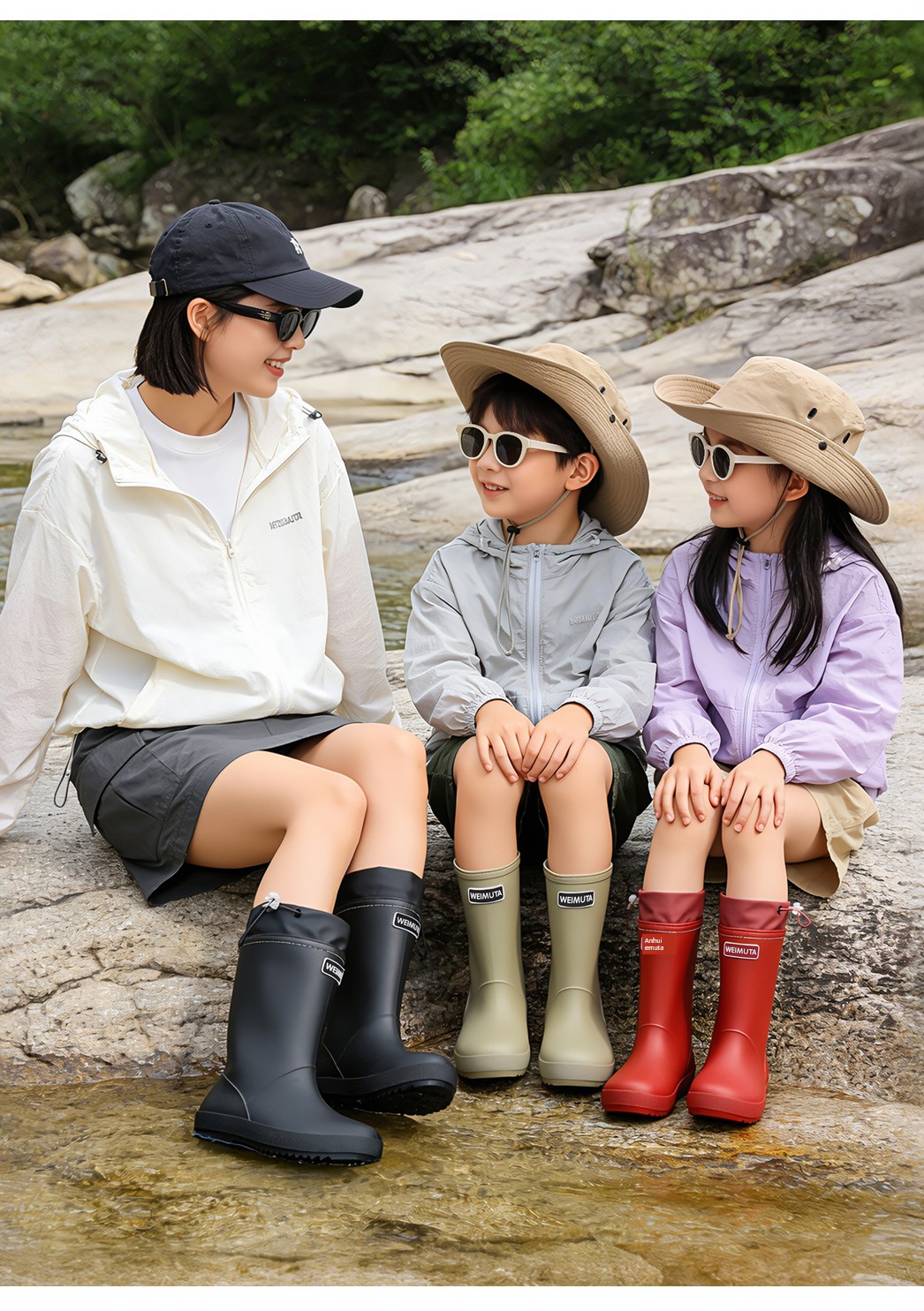 Children's Family Outdoor Rain Boots, Unisex Waterproof Ankle Boots with Anti-Slip Soles, Casual Hiking Water Boots, Rubber Shoes — 11