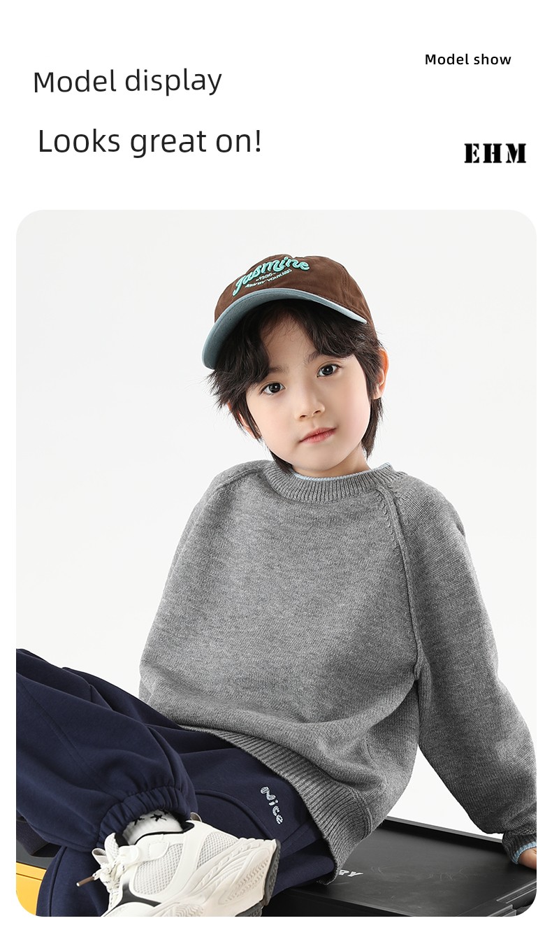 Little Elephant Ham Children's Clothing Boys' Sweater Children's Round Neck Base Shirt Autumn 2026 New Style Boys' Knitted Top — 17