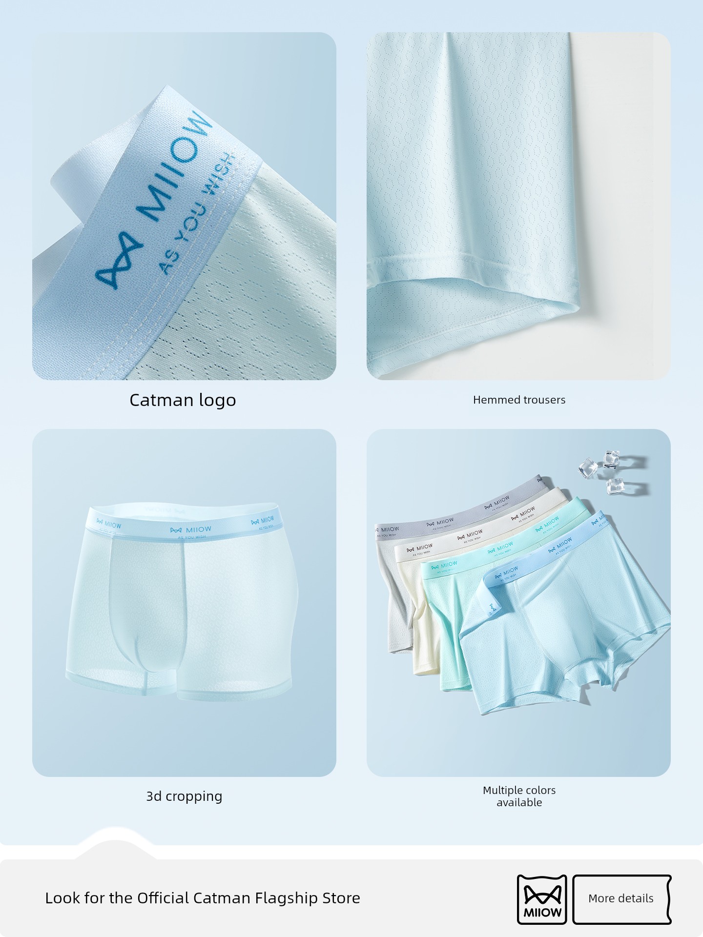 Catman Youth Underwear Children's A-Class Ice Silk Summer Thin Boxer Briefs for Boys in Middle and High School, Long-Term Use Four-Corner Style — 5