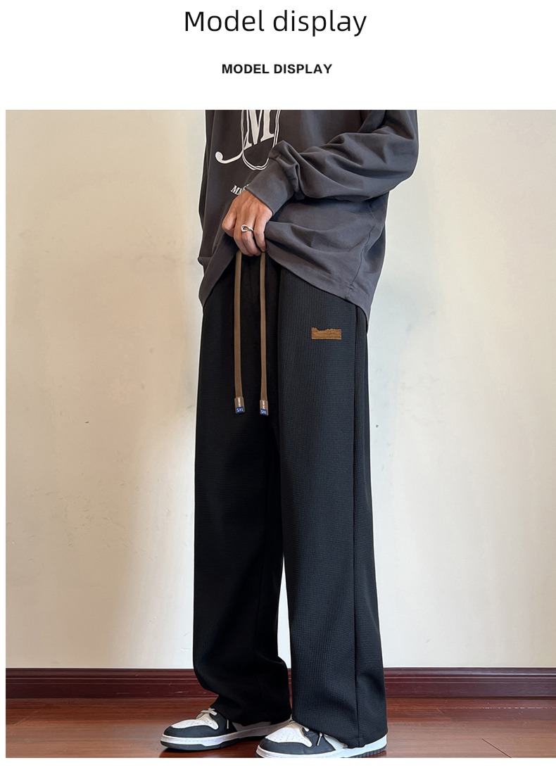 NGGGN Straight cylinder easy Sagging sensation Plush leisure time trousers