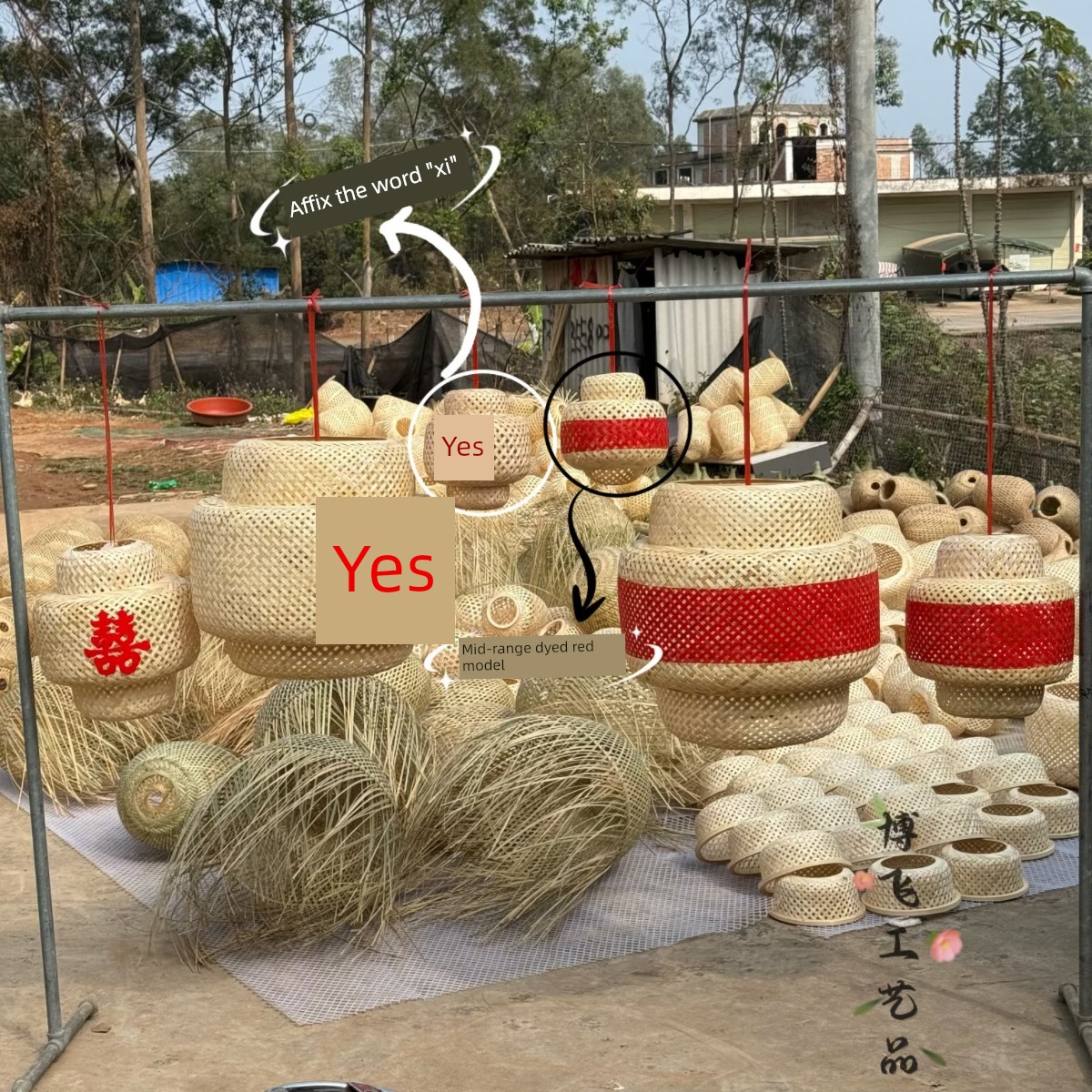 Chinese-Style Lighting Hot Pot Restaurant Chandelier Bamboo Lantern Wedding Scene Layout Shooting Background Props DIY
