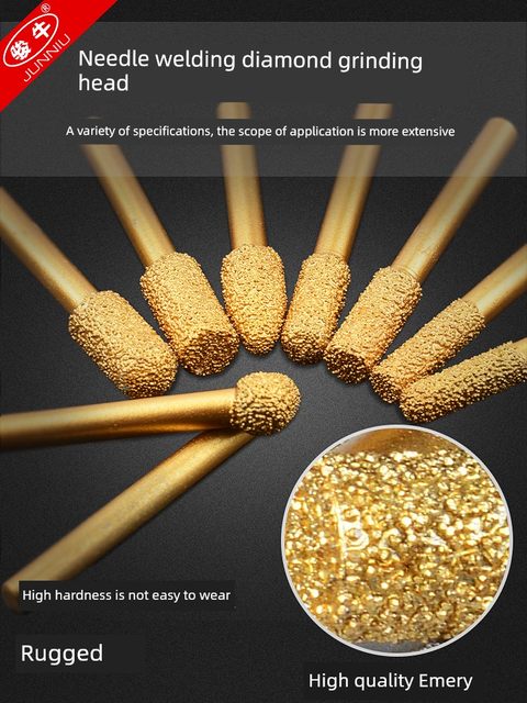 Diamond brazing grinding head cast iron electric grinding head stone stone carving coarse sand grinding head cylindrical spherical grinding rod 6mm