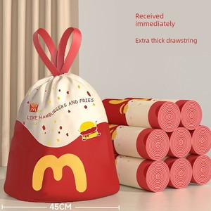 Cartoon Household Thickened Drawstring Garbage Bags, Thickened Handle-Type Kitchen Dormitory Student Large Plastic Bags,