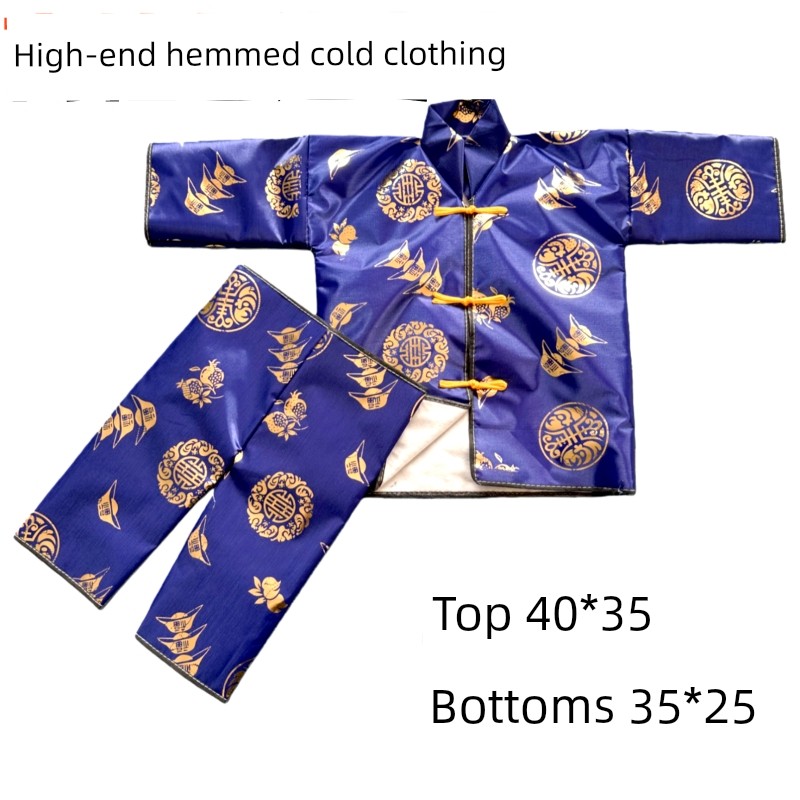 New Thickened High-End Men's and Women's Fabric Winter Clothing Wholesale Tang Suit Five-Piece Set Including Top, Pants, Shoes, and Hat