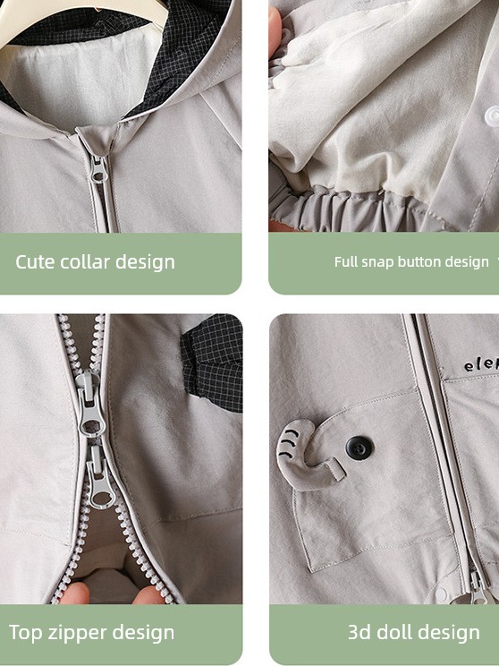 Windproof Outdoor Clothing for Babies, Early Autumn One-Piece Suit, Super Cute Cartoon Baby Spring and Autumn Crawling Suit, Hooded Jacket — 5