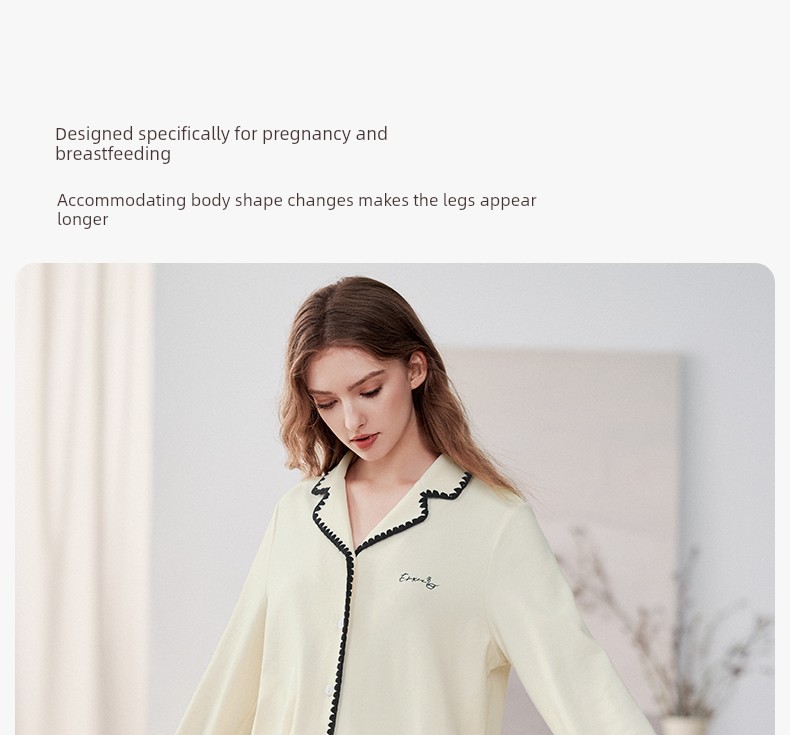 Manxi Maternity Pajamas Autumn/Winter Volcanic Flannel Pure Cotton Sleepwear Warm Nursing Homewear Set for Postpartum Women — 22