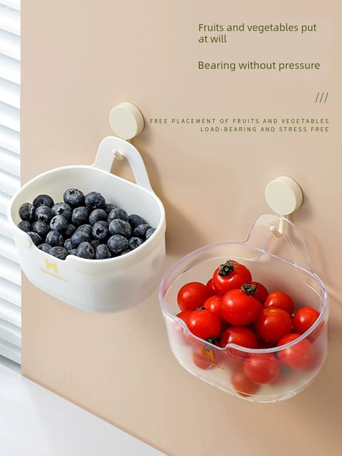 Onion, Ginger and Garlic Storage Basket Multi-function Kitchen Supplies Household Wall-mounted Punch-free Artifact Seasoning Storage Rack Hanging Basket