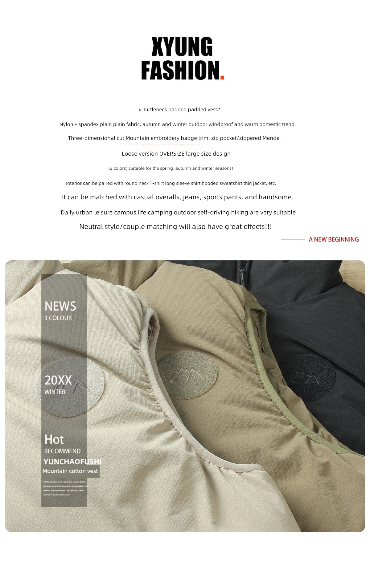 American style keep warm thickening Mountain system work clothes loose coat Cotton vest