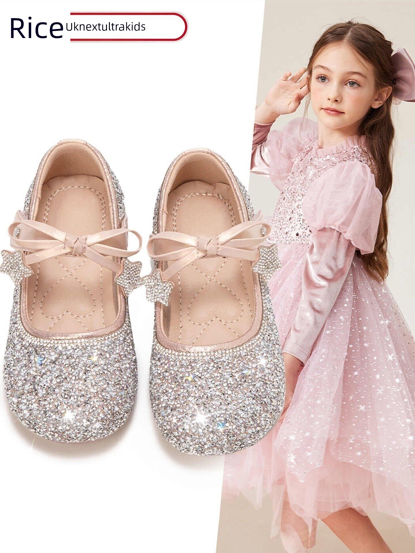 British Nu High-End Little Girl Princess Shoes, Girls' Dress Shoes, Beautiful Crystal Shoes, 2026 New Spring and Summer Single Shoes