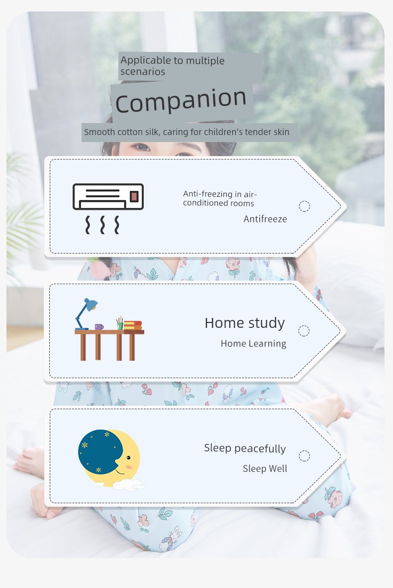 Summer Thin Cotton Silk Pajamas for Children, Three-Quarter Sleeve Home Wear Set, Simple Style for Baby Boys and Girls, Suitable for Older Children — 5