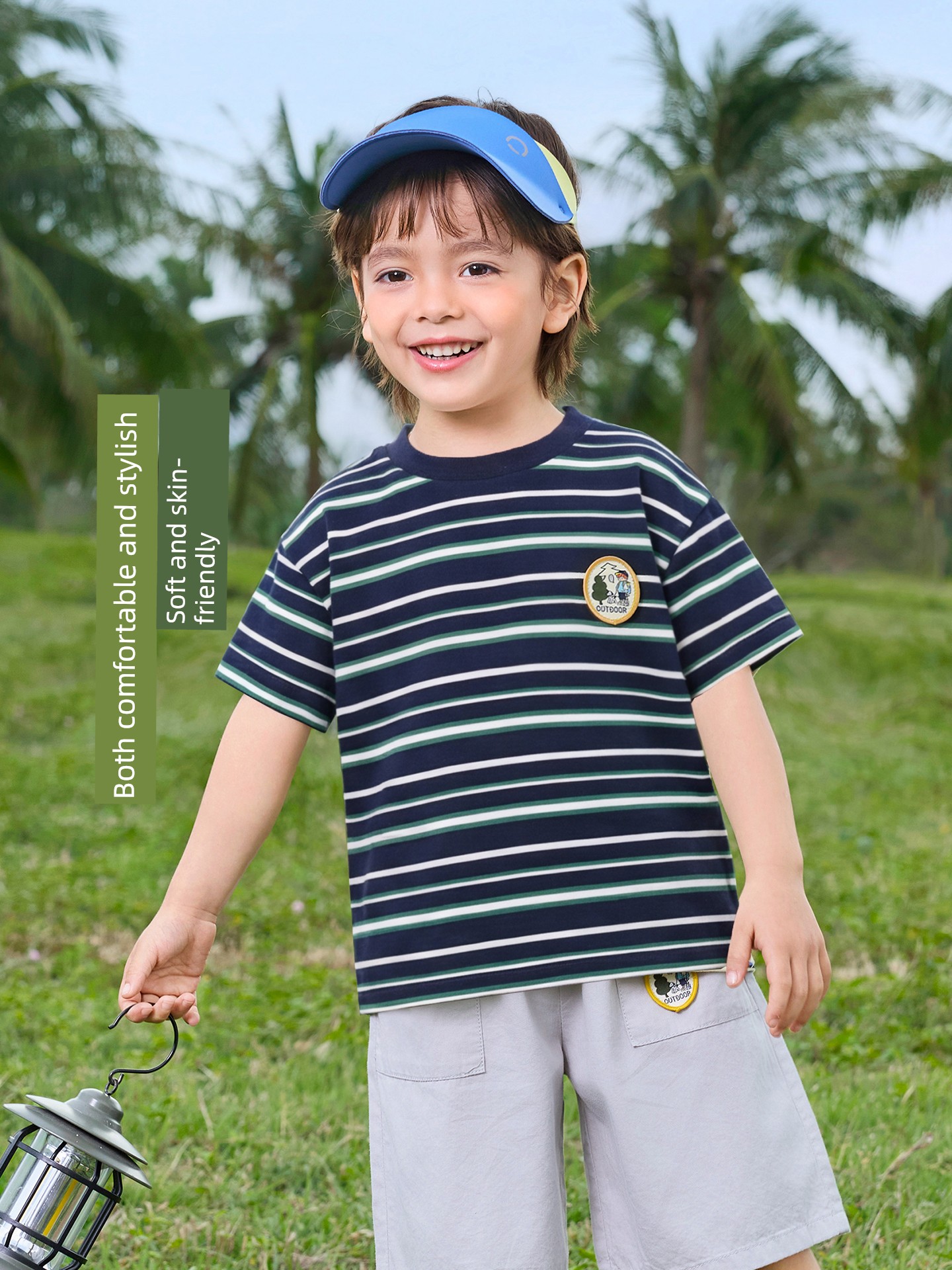 Boys' Color-Block Striped Short-Sleeve T-Shirt Summer Outfit Toddler Half-Sleeve 2026 New Children's Clothing Summer Kids' Top — 3