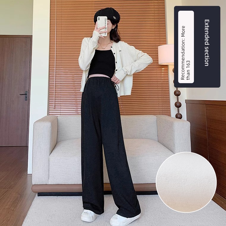 Maternity Pants for Spring and Autumn, Wide-Leg Pants for Outdoor Wear, Fleece-Lined and Thickened, Do Not Tighten on the Belly during Pregnancy, — 6
