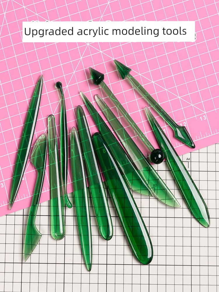 Dough Sculpting Tools Acrylic 14-Piece Set Carving Knives Sugar Art Tools No-Sharpening Dough Sculpting Knife Clay