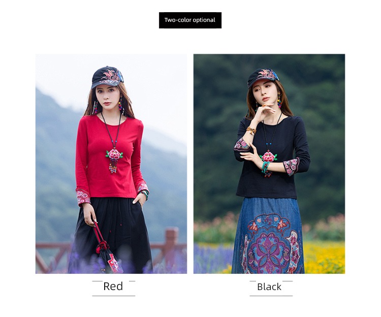Long sleeve ma'am T-shirt Famous family style Undershirt Embroidery