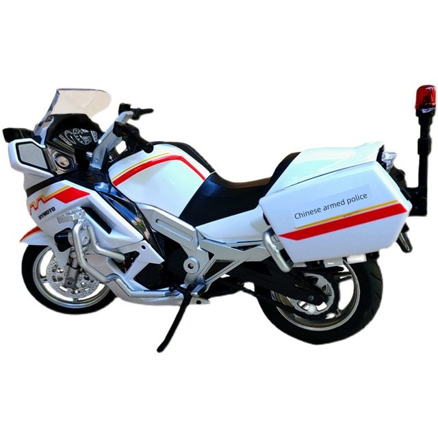 Simulated motorcycle police car model steering shock absorber alloy motorcycle CF650G ornament children's toy armed police car