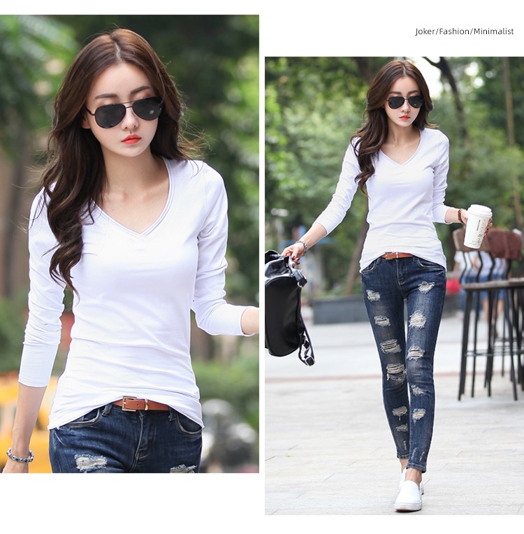Autumn and winter Self-cultivation Pure black ma'am Long sleeve Undershirt