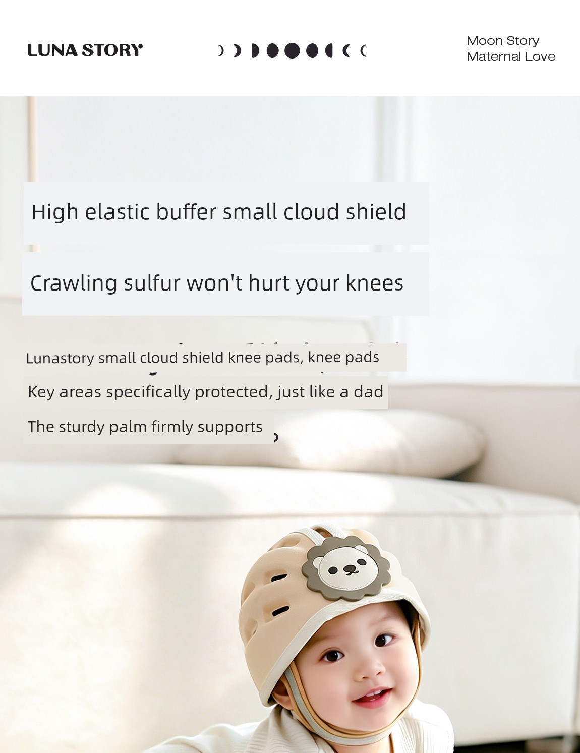 Lunastory Knee Pads, Baby Crawling Elbow Pads, Anti-Slip Children's Toddler Knee Protectors, Anti-Strain — 8