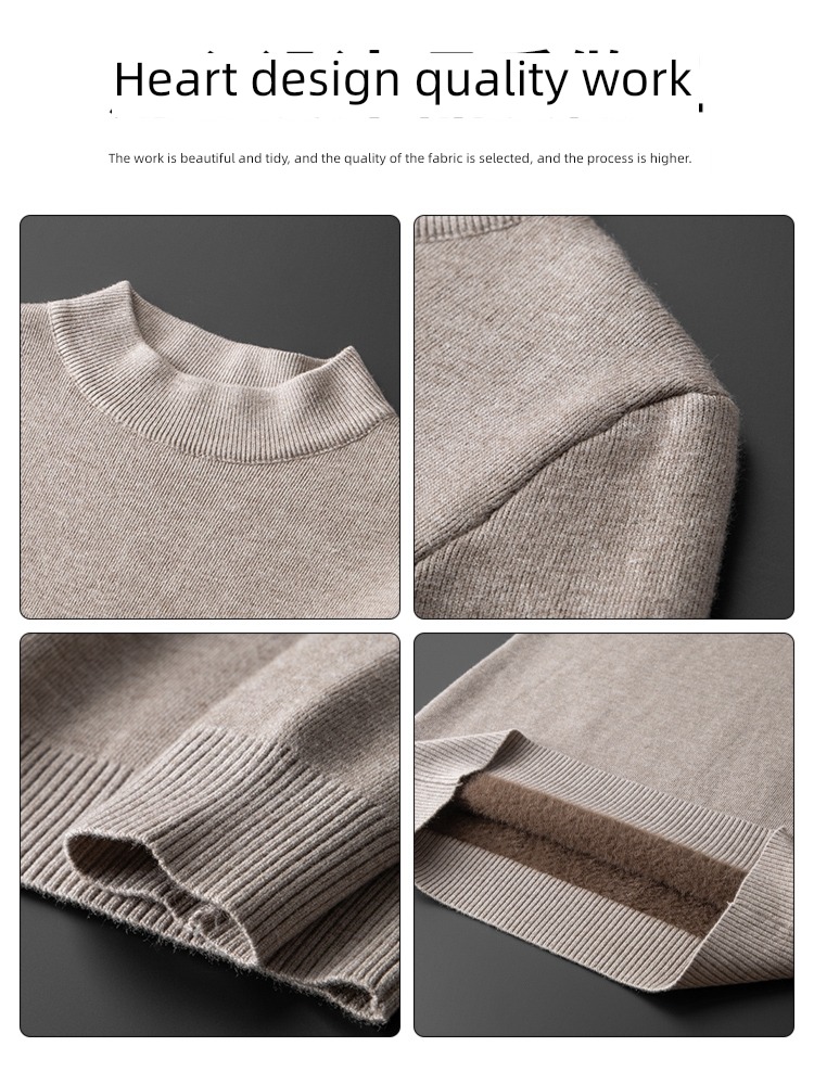Half high collar sweater male winter Plush thickening keep warm Lay a foundation Sweater 2022 new pattern Autumn clothes Inner lap Put on your clothes