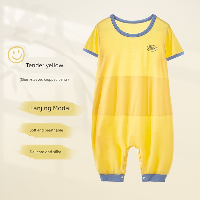 Spring, Summer, Autumn Double Layer Bellyband Boys and Girls One-Piece Pajamas — 2