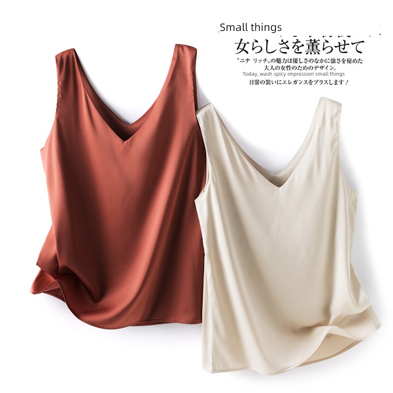 camisole vest Sleeveless T-shirt V-neck Undershirt real silk