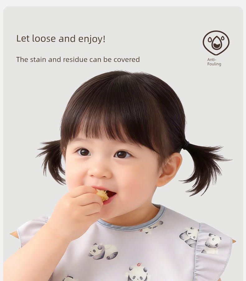 Baby Smock, Kidsren's Eating Bib, Baby Food Supplement, Waterproof and Anti-Dirty, Lace Sleeves for Baby Girls, Summer Thin Apron — 4