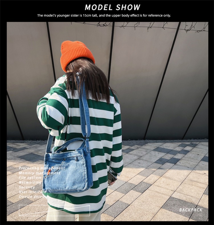 Retro One shoulder Casual and versatile Denim Inclined shoulder bag
