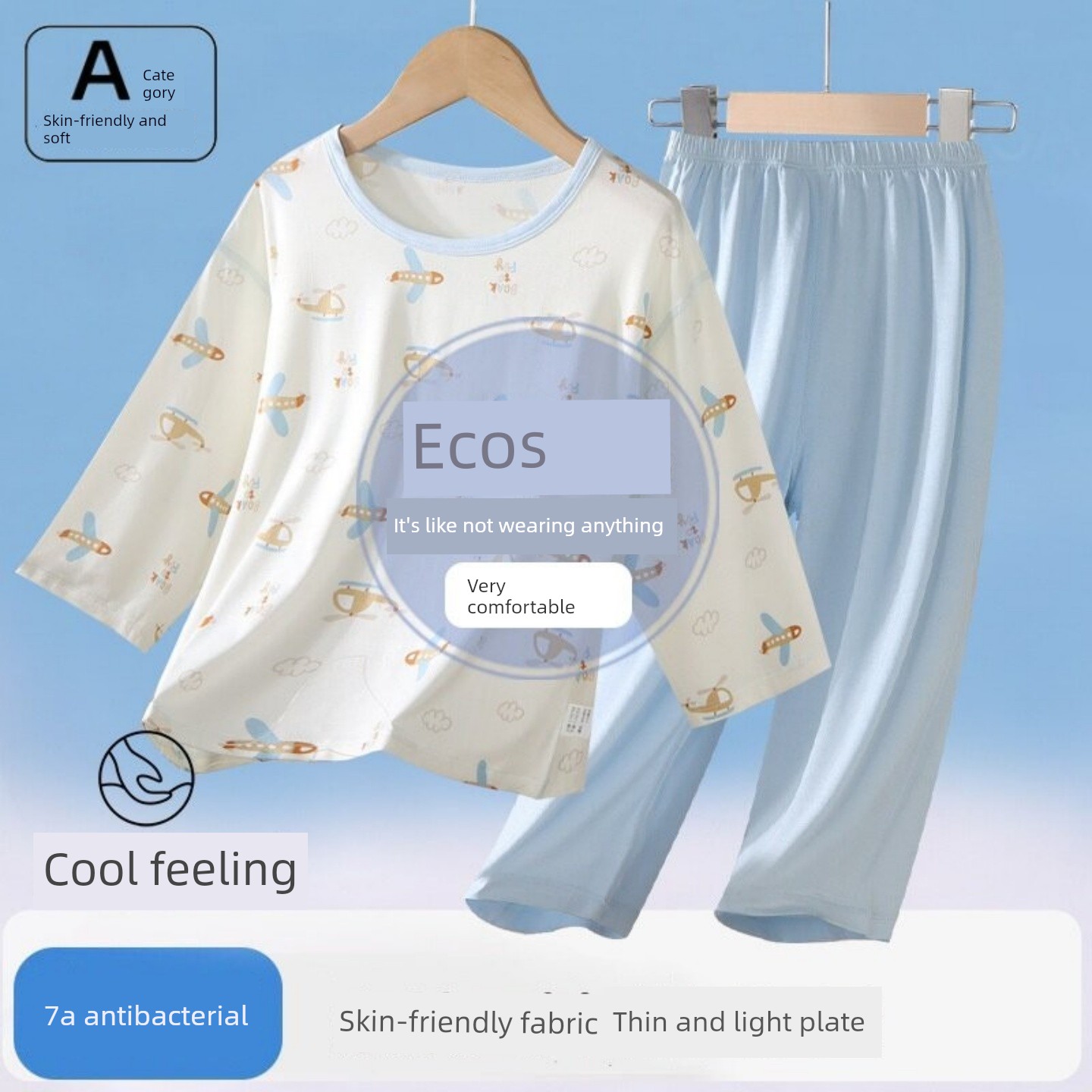 Modal Kids Pajamas Spring and Summer Thin Boys' Home Wear Boys Intimates Suit Teen Autumn Clothes Long Johns