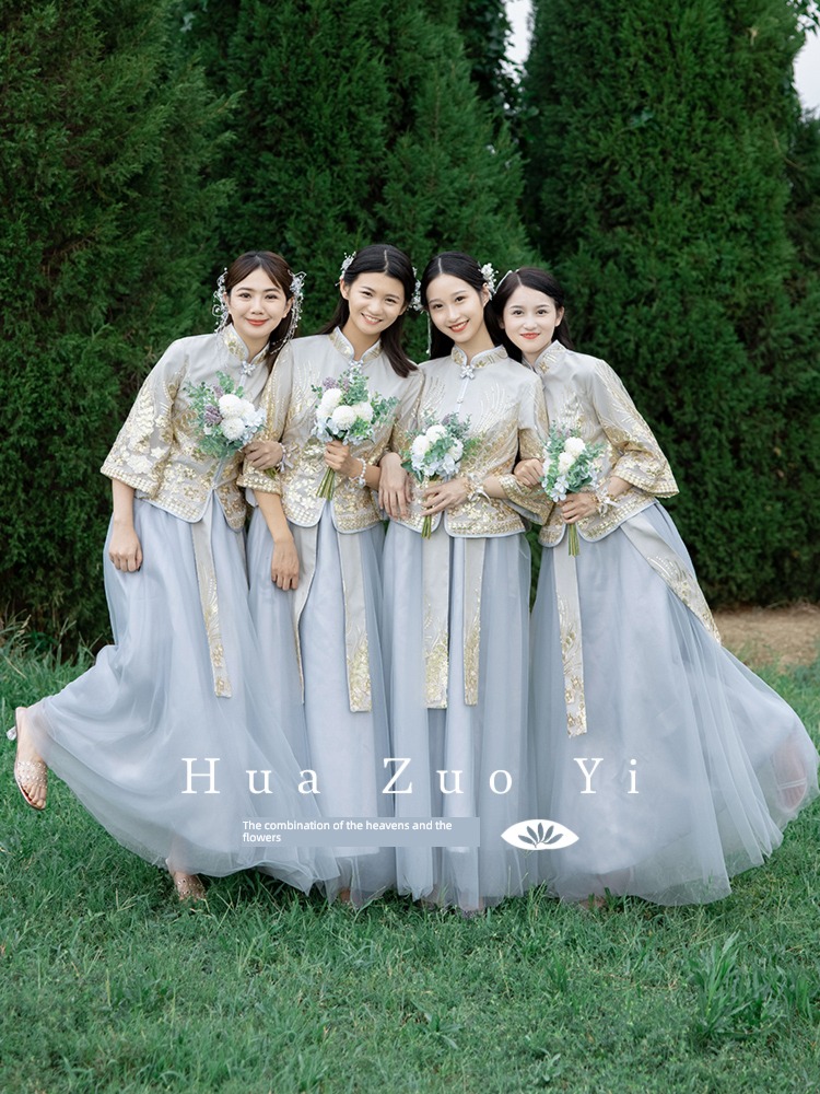 Making clothes with flowers Retro Chinese style Big size confidante Bridesmaid Dresses