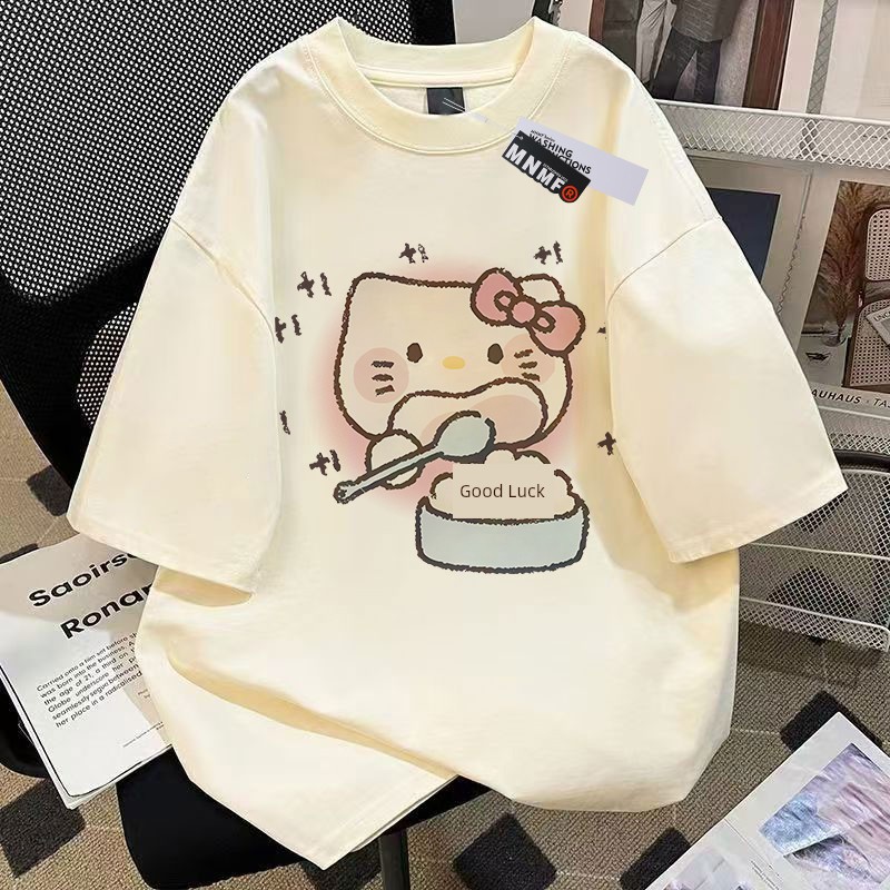 Girls' Pure Cotton Short-Sleeve T-Shirt, Summer 2026 New Style, Featuring Shark and Kitten Designs, Trendy and Versatile Half-Sleeve Top for Older Children — 27